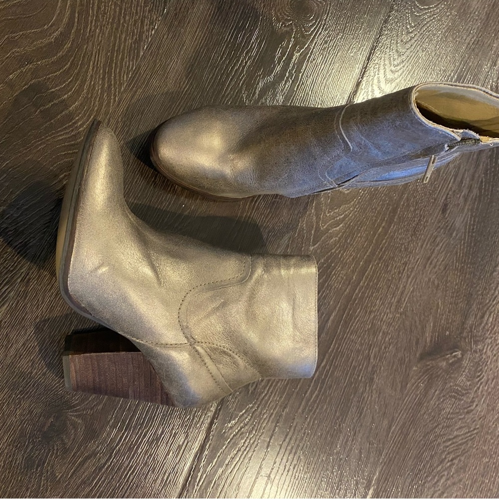 Silver Metallic Cowboy Ankle Boots